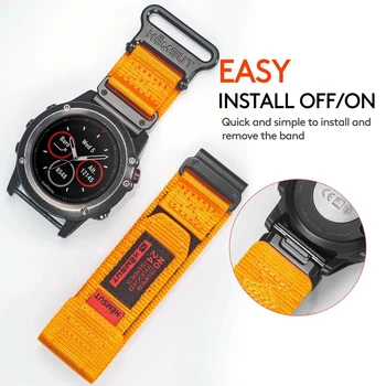 Совместим с ремешком для часов Quickfit Garmin, Нейлоновым ремешком 20 22 26 мм, спортивным ремешком на запястье для Fenix/Forerunner/EPIX/Instinct/Tactix
