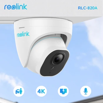 Reolink Smart Security Camera 4K 8MP PoE Dome Наружная инфракрасная купольная камера ночного видения с функцией обнаружения человека/транспортного средства