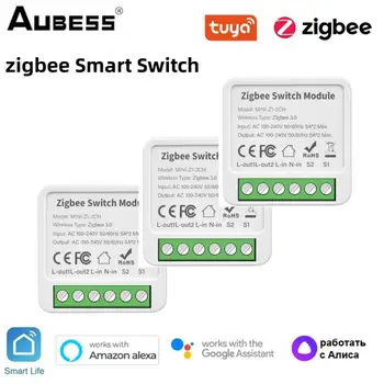 Tuya Zigbee Smart Switch Модуль 2/3/4 Банды Двухстороннее Управление Smart Life Пульт Дистанционного Управления Через Alexa Google Home Gateway Необходим