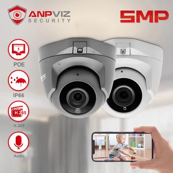 Anpviz 5MP POE IP-камера Для помещений Мини-Купольная Система Видеонаблюдения Аудио Встроенный микрофон H.265 Danale App IR 30M CCTV Camera