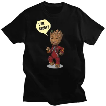 Groot Guardians of the Galaxy/ мужская футболка оверсайз с забавным аниме-принтом, футболка в стиле хип-хоп, летняя мужская футболка с круглым вырезом, модные
