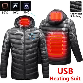 Новые мужские зимние теплые флисовые куртки с USB-подогревом, парки, мужские водонепроницаемые куртки с интеллектуальным термостатом ded с подогревом, Мужское пальто