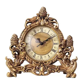 Настольные часы в европейском стиле в стиле Ретро, аналоговые часы на батарейках с бесшумным механизмом развертки, декоративные часы для дома
