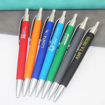 Деловая подарочная ручка Цветная Рекламная Шариковая Ручка с Логотипом, Рекламная ручка для прессы, 100 шт, Гостиничная ручка, Ручка для конференций, Изготовленная на заказ