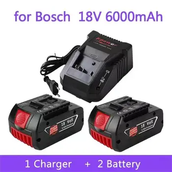 Аккумулятор 18V 6.0Ah для Электродрели Bosch Литий-ионный аккумулятор 18V BAT609, BAT609G, BAT618, BAT618G, BAT614 + 1 зарядное устройство