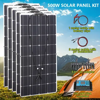 500 Вт 600 Вт 400 Вт 300 Вт 200 Вт 100 Вт Солнечная Панель De Complete Energy Kit Фотоэлектрический Гибкий Портативный Комплект Аккумуляторное Зарядное Устройство Для Дома на колесах