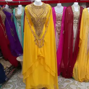 Платье из Дубая, Марокко, Желтое платье, Тонкое Длинное платье Farasha 56 Дюймов