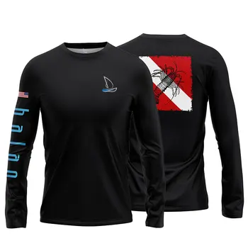 Мужская футболка с модным принтом, рубашка для рыбалки с длинным рукавом, дышащие топы с высоким воротом для занятий спортом на открытом воздухе с защитой от ультрафиолета 6XL
