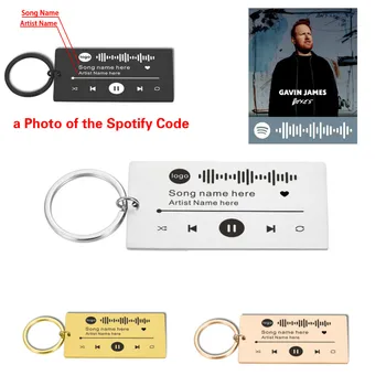 Персонализированный музыкальный брелок с кодом Spotify для парня и подруги, брелок из нержавеющей стали, музыкальные кольца с лазерной гравировкой, ювелирные изделия