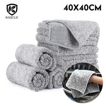 40x40 см, полотенце из микрофибры, Автомобильная ткань из бамбукового волокна с древесным углем, полотенце для мытья автомобиля, ткань для сушки деталей автомобиля, ткань для ухода за автомобилем