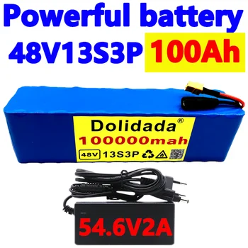 Batterie 13S3P XT60 Lithium-ion 48V, 100Ah, 100000 w, pour vélo électrique 54.6v, avec BMS intégré et chargeur inclus