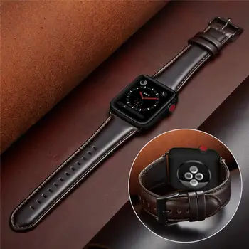 Кожаный Ремешок Для Apple Watch Band 45 мм 41 мм 44 мм 40 мм 42 мм 38 мм Ремень Из натуральной Кожи Correa Браслет Iwatch Series 7 3 4 5 Se 6