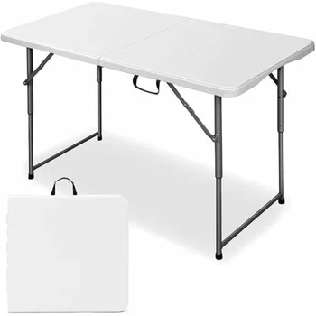 4-футовые Портативные пластиковые Складные столы для внутреннего и наружного использования, белый