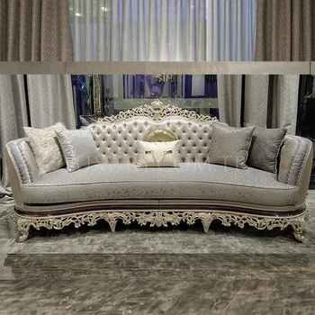 Европейский тканевый диван 123 комбинированная гостиная 1 большой итальянский диван с резьбой из массива дерева цвета шампанского на заказ